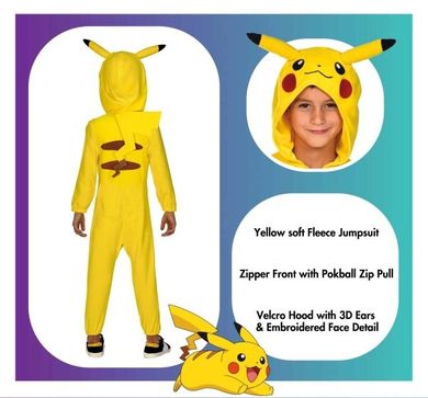 Pokemon Pikachu, strój dla dzieci, rozmiar122/128