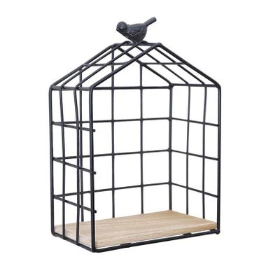 Półka dekoracyjna w kształcie domku, styl Loft, czarna, 15,5-10 cm