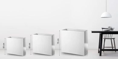 Polnix, prostokątna donica z włókna szklanego, 50-20 cm, biała