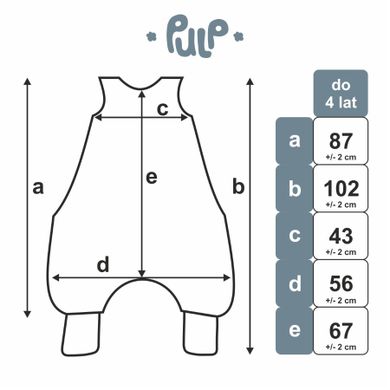 Pulp, Misie, śpiworek ze skarpetkami, muślin, TOG 0.5, 2-4 l.