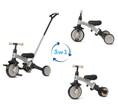 Qplay, Stager, rowerek 3-kołowy 3w1, Silver