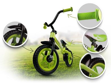 Ricokids, rowerek biegowy, stalowa rama, 10 cali, zielony