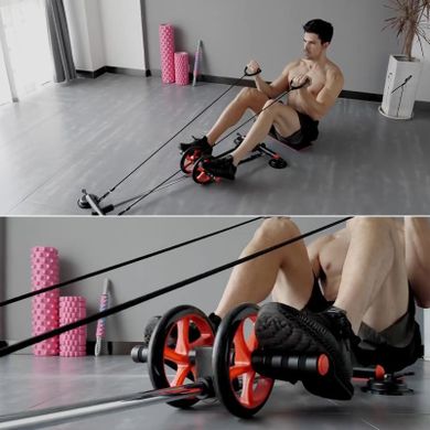 Roller z podstawą do ćwiczeń mięśni brzucha, czarny