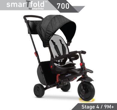 Smart Trike, Folding Trike 700 8w1, składany rowerek z funkcją spacerówki, czarny