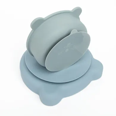 Smiki, Very Bunny, zestaw naczyń silikonowych, niebieski