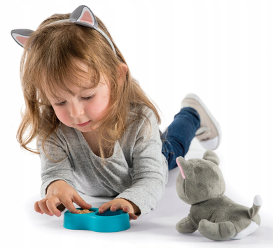 Smoby, miauczący kot interaktywny + kontener 2w1
