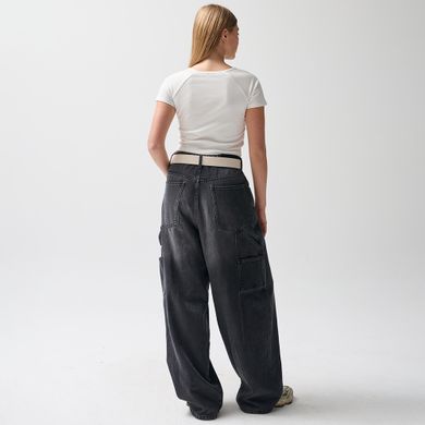 T-shirt prążkowany z domieszką modalu NOWEAR