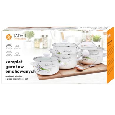 Tadar, Kury, zestaw garnków emaliowanych, indukcja, 8 elementów