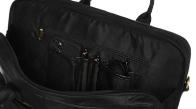 Torba na laptopa, czarna, skórzana, Peterson