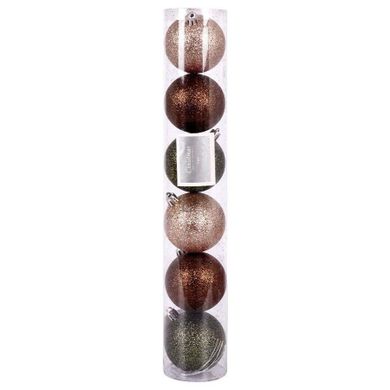 Vilde, bombki choinkowe nietłukące, perłowe, brązowe, zielone, 6 szt., 6 cm