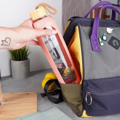 Vilde, butelka na wodę, szklana z silikonowym pokrowcem, łososiowa, 1l