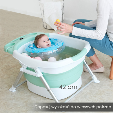 Wanienka składana do kąpieli z poduszką, zielona