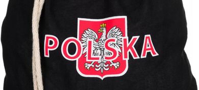 Worek z motywem patriotycznym, bawełniany, czarny