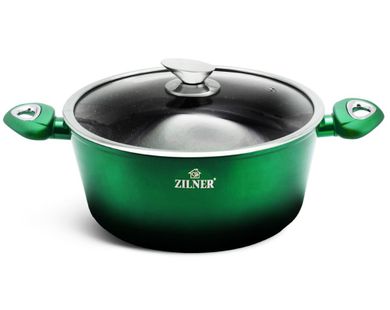 Zilner, garnki z powłoką granitową, 15 elementów, emerald noir