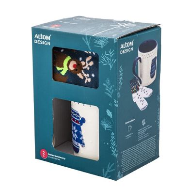 Altom Design, zestaw kubek świąteczny nbc, granatowy, 500 ml, ze skarpetkami, rozmiar 35-44