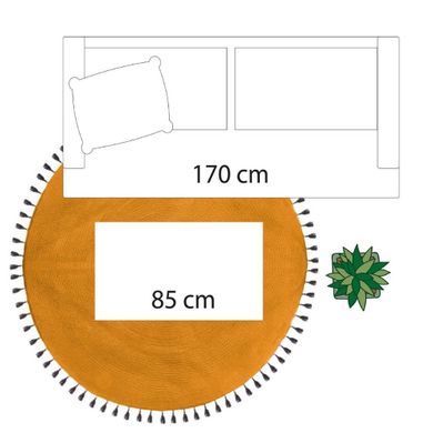 Atmosphera, dywan okrągły z frędzlami, bawełna, Ø 120 cm, musztardowy