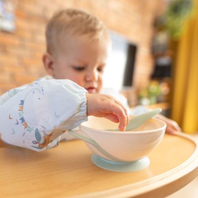 BabyOno, miseczka z przyssawką i łyżeczką, kremowo-szałwiowa