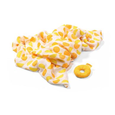 BabyOno, otulacz bambusowy z grzechotką, orange, 120-120 cm