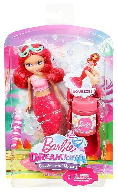 Barbie, Dreamtopia, bąbelkowe mała syrenka, czerwona