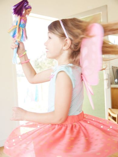 Barbie, lalka wróżka ze skrzydełkami, fioletowe włosy
