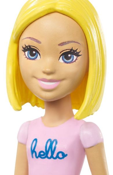 Barbie, On the Go, lalka w różowej bluzce z napisem Hello