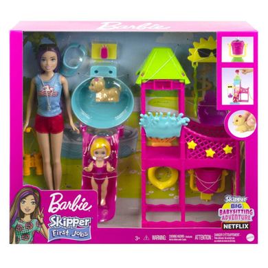 Barbie, Pierwsza praca - Park wodny, zestaw z lalką Skipper i akcesoriami