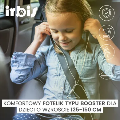 Caretero, Irbis, fotelik samochodowy, podstawka, i-Size, pink, 125-150 cm