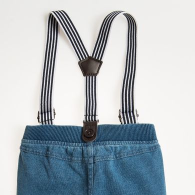 Cool Club, Spodnie chłopięce z szelkami, niebieskie, denim