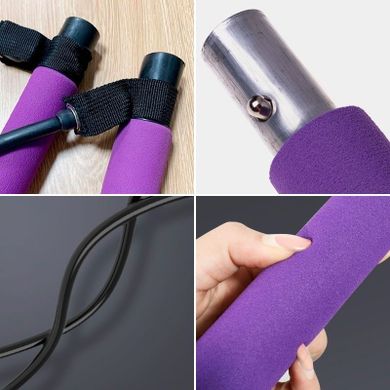Drążek fitness z gumami do ćwiczeń, Pilates Bar, fioletowy
