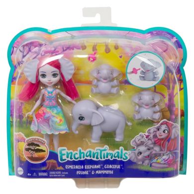Enchantimals, Rodzina Esmeralda Elephant, zestaw z lalką i zwierzakami