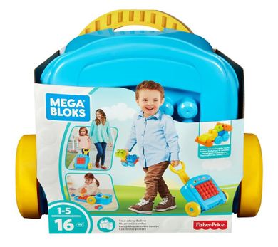 Fisher-Price, Mega Bloks, Mobilna walizeczka z klockami, 16 elementów