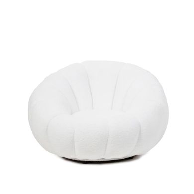 Homla, Douill, Fotel obrotowy ecru w tkaninie TEDDY, 94-88-62 cm, 869414