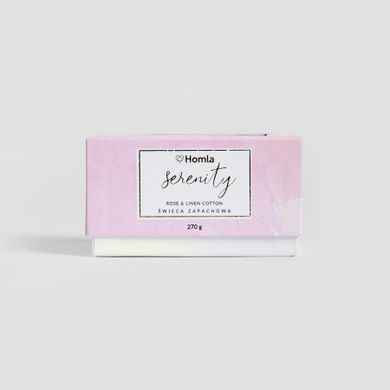Homla, Serenity, świeca zapachowa, Rose & Linen Cotton, 270g