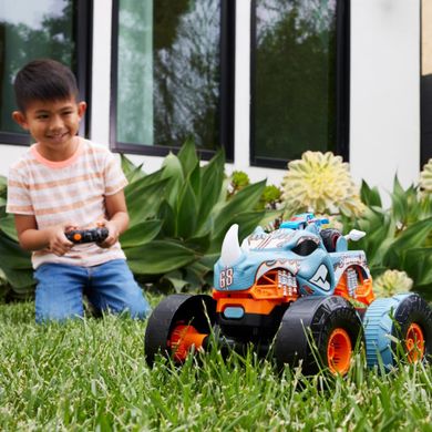 Hot Wheels, Monster Trucks R/C, Rhinomite Mega Transformacja, pojazd zdalnie sterowany, skala 1:12