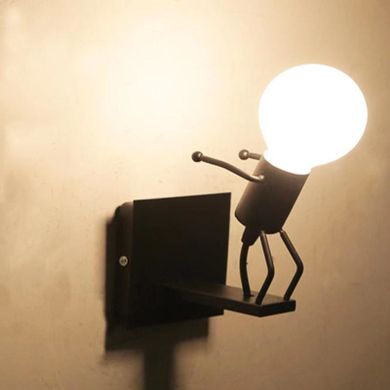 Loft, lampa ścienna, kinkiet, pojedyńczy, czarna
