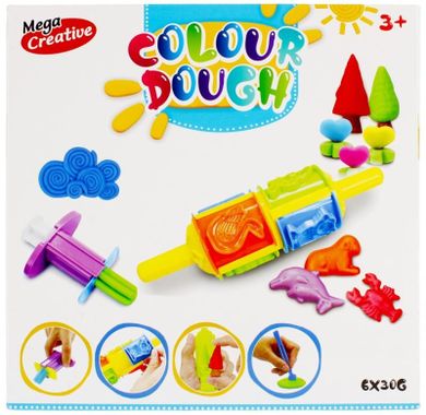 Mega Creative, masa plastyczna, roler, foremki, 6 kolorów