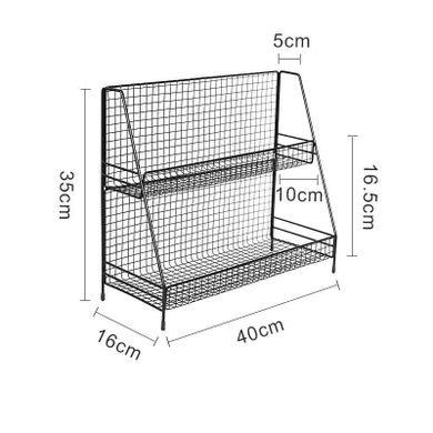 Metalowa, dwupoziomowa, stojąca półka, styl Loft, czarna