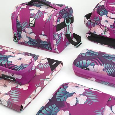 Milan, Hibiscus, piórnik saszetka, usztywniany + 2 saszetki z wyposażeniem, różowy