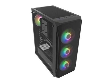 Natec, Fury Shobo SH4F RGB Midi Tower, obudowa komputerowa z oknem, czarna