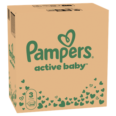 Pampers, Active Baby, pieluchy jednorazowe, rozmiar 3, 6-10 kg, 208 szt.
