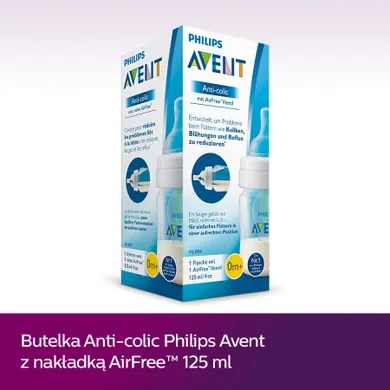 Philips Avent, Anti-colic, AirFree, butelka z nakładką antykolkową, 125 ml