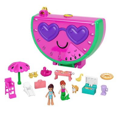Polly Pocket, Arbuzowy basen, kompaktowy zestaw do zabawy z laleczkami i akcesoriami