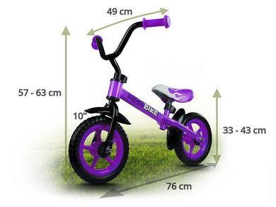 Ricokids, rowerek biegowy, stalowa rama, 10 cali, fioletowy
