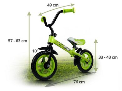 Ricokids, rowerek biegowy, stalowa rama, 10 cali, zielony