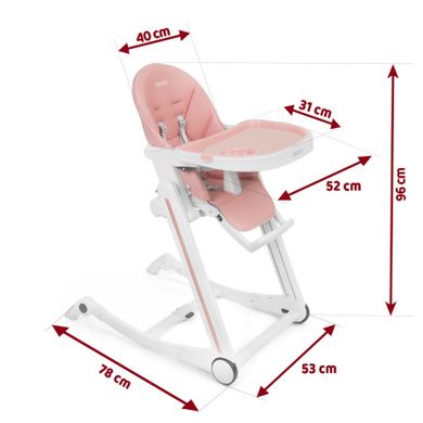 Ricokids, Tugo, krzesełko do karmienia, różowo-białe