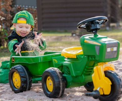 Rolly Toys, Rolly Kid, John Deere, traktor 3-kołowy z przyczepą, 052769