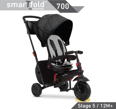 Smart Trike, Folding Trike 700 8w1, składany rowerek z funkcją spacerówki, czarny