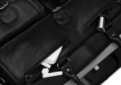 Torba na laptopa, czarna, skórzana, Cedar