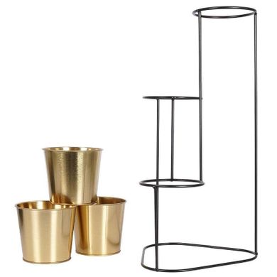 Vilde, kwietnik metalowy 3-poziomowy, czarny złoty, glamour