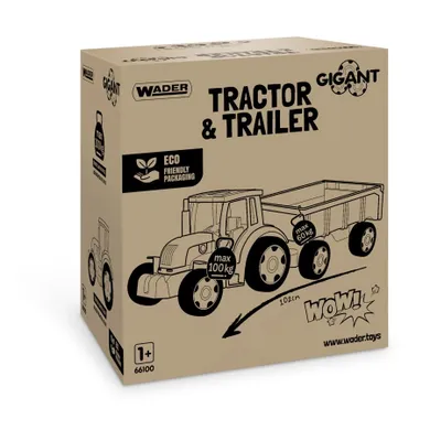 Wader, Gigant, traktor z przyczepą, czerwono-niebieski